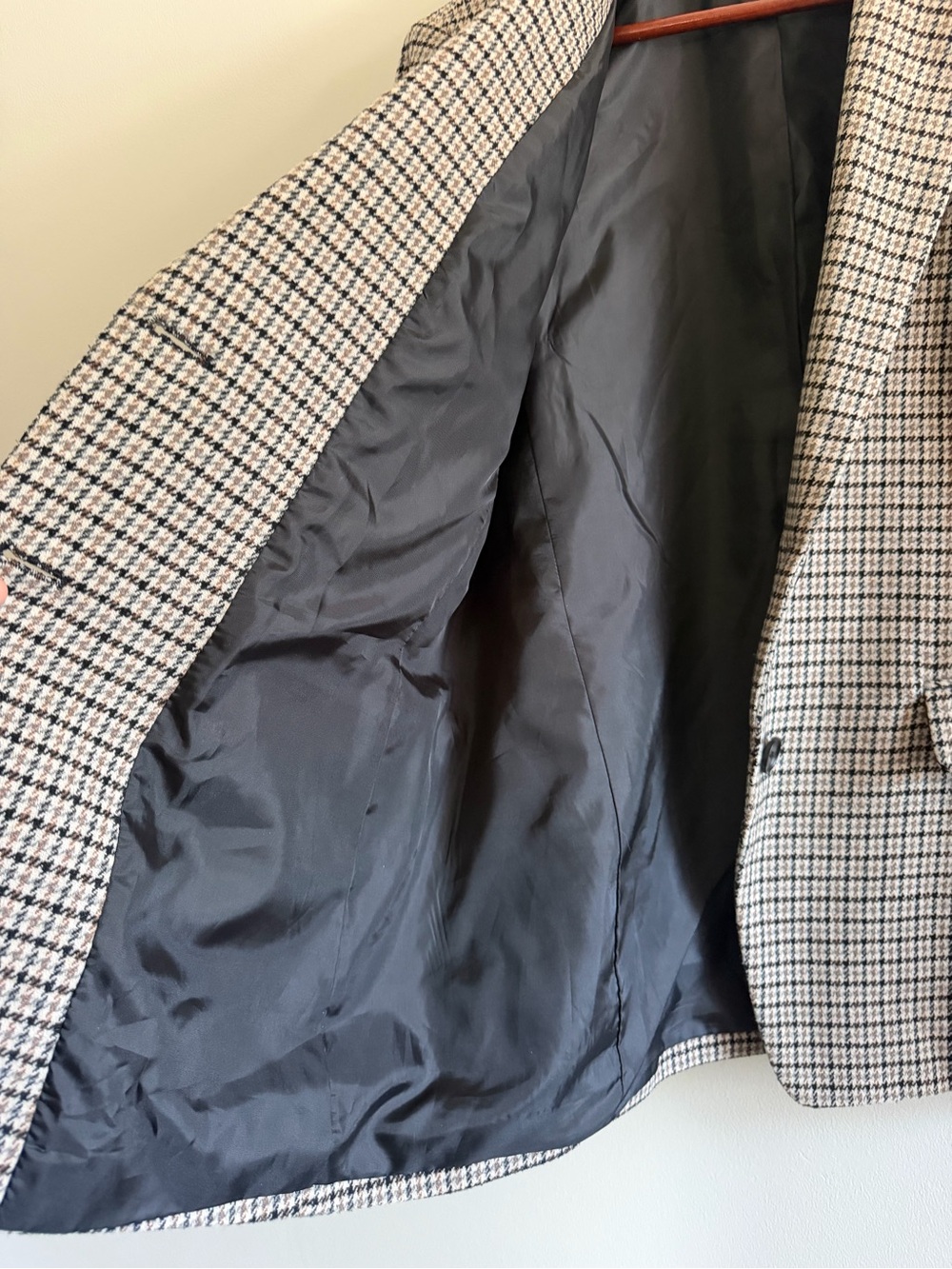 Classic Academia Houndstooth Plaid Blazer | Preppy Tailored Jacket M/L - Picture 7 of 7